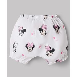 Babyhug Disney Single Jersey Knit Bloomers With Minnie Mouse & Marie Graphic Pack Of 2  - White