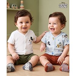 Babyhug Disney Interlock Knit Half Sleeves Jhablas With Mickey Mouse Graphics Pack of 2 - Multicolor