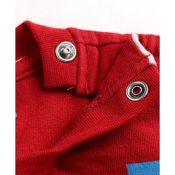 Babyhug 100% Cotton Knit Full Sleeves Alphabet Printed Co-Ords T-Shirt & Pyjama Night Suit - Dark Red