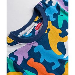 Babyhug 100% Cotton Knit Full Sleeves T-Shirt & Pyjama Night Suit With Dino Print - Navy