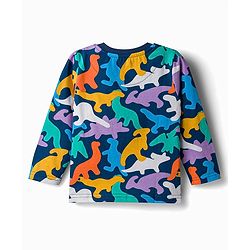 Babyhug 100% Cotton Knit Full Sleeves T-Shirt & Pyjama Night Suit With Dino Print - Navy