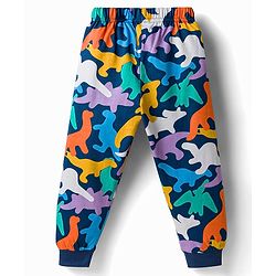Babyhug 100% Cotton Knit Full Sleeves T-Shirt & Pyjama Night Suit With Dino Print - Navy