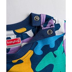 Babyhug 100% Cotton Knit Full Sleeves T-Shirt & Pyjama Night Suit With Dino Print - Navy