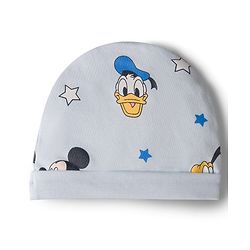 Babyhug Disney Interlock Knit Cap, Mitten & Booties Set With Mickey Mouse Graphics Light Blue - Diameter 15 cm