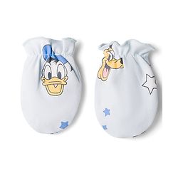 Babyhug Disney Interlock Knit Cap, Mitten & Booties Set With Mickey Mouse Graphics Light Blue - Diameter 15 cm