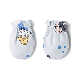 Babyhug Disney Interlock Knit Cap, Mitten & Booties Set With Mickey Mouse Graphics Light Blue - Diameter 15 cm