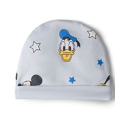 Babyhug Disney Interlock Knit Cap, Mitten & Booties Set With Mickey Mouse Graphics Light Blue - Diameter 15 cm