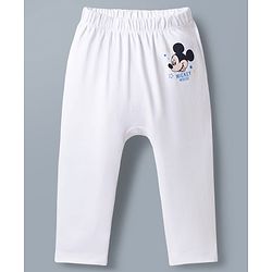 Babyhug Disney 100% Cotton Knit Full Length Diaper Leggings With Micky Mouse Graphic - Multicolor