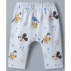 Babyhug Disney 100% Cotton Knit Full Length Diaper Leggings With Micky Mouse Graphic - Multicolor