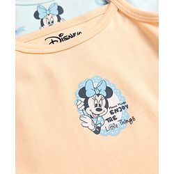 Babyhug Disney Single Jersey Knit Sleeveless Slips With Minnie Mouse Graphic Pack of 2 - Light Blue & Peach