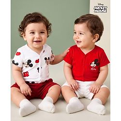 Babyhug Disney Interlock Knit Half Sleeves Jhablas with Mickey Mouse Graphics Pack of 2 - Multicolor