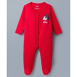 Babyhug Disney Full Sleeves Footed Sleepsuits With Mickey Mouse Graphics Pack of 2 - Multicolor