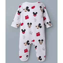 Babyhug Disney Full Sleeves Footed Sleepsuits With Mickey Mouse Graphics Pack of 2 - Multicolor
