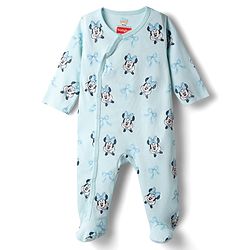Babyhug Disney Interlock Knit Full Sleeves Footed Night Suit with Minnie Mouse Graphics Pack of 2 - Peach & Sky