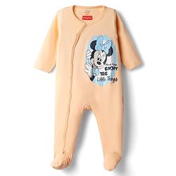 Babyhug Disney Interlock Knit Full Sleeves Footed Night Suit with Minnie Mouse Graphics Pack of 2 - Peach & Sky