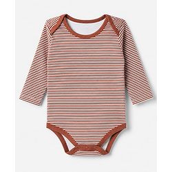 Babyhug 100% Cotton Interlock Knit Full Sleeves Striped Onesies With Animal Print Pack of 3 - Green, Red & Beige