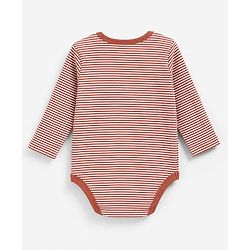 Babyhug 100% Cotton Interlock Knit Full Sleeves Striped Onesies With Animal Print Pack of 3 - Green, Red & Beige