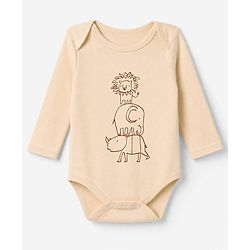 Babyhug 100% Cotton Interlock Knit Full Sleeves Striped Onesies With Animal Print Pack of 3 - Green, Red & Beige