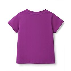 Babyhug 100% Cotton Knit Half Sleeves Floral & Text Printed T-Shirt & Pyjama Night Suit - Purple