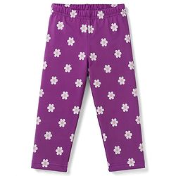 Babyhug 100% Cotton Knit Half Sleeves Floral & Text Printed T-Shirt & Pyjama Night Suit - Purple