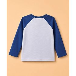 Babyhug 100% Cotton Knit Full Sleeves T-Shirt & Striped Pyjama Night Suit With Animal Print - Navy / Grey