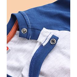 Babyhug 100% Cotton Knit Full Sleeves T-Shirt & Striped Pyjama Night Suit With Animal Print - Navy / Grey