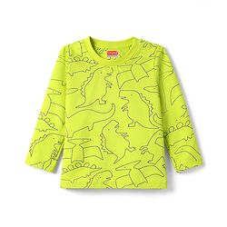 Babyhug Cotton Knit Full Sleeves T-Shirt & Pyjama Co-Ord Night Suit With Dino Print - Green