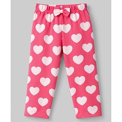 Babyhug 100% Cotton Knit Half Sleeves Hearts Printed Co-Ords T-Shirt & Pyjama Night Suit - Pink