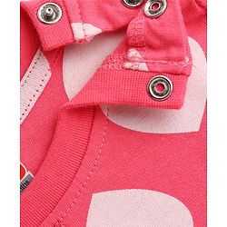 Babyhug 100% Cotton Knit Half Sleeves Hearts Printed Co-Ords T-Shirt & Pyjama Night Suit - Pink