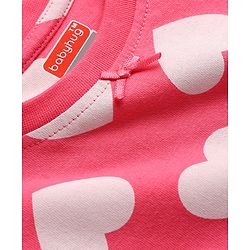 Babyhug 100% Cotton Knit Half Sleeves Hearts Printed Co-Ords T-Shirt & Pyjama Night Suit - Pink