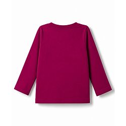 Babyhug Cotton Knit Full Sleeves T-Shirt & Pyjama Night Suit With Floral & Text Print - Maroon