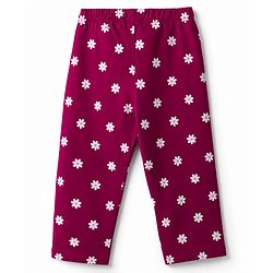 Babyhug Cotton Knit Full Sleeves T-Shirt & Pyjama Night Suit With Floral & Text Print - Maroon
