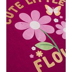 Babyhug Cotton Knit Full Sleeves T-Shirt & Pyjama Night Suit With Floral & Text Print - Maroon