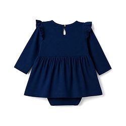 Babyhug 100% Cotton Interlock Knit Full Sleeves Text & Bunny Printed Onesie With Hairband - Navy