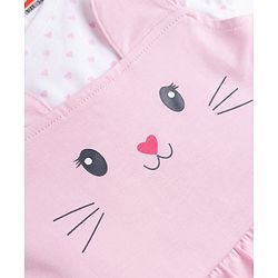 Babyhug 100% Cotton Knit Full Sleeves Hearts Printed Tee & Frock Style Onesie Set - Pink