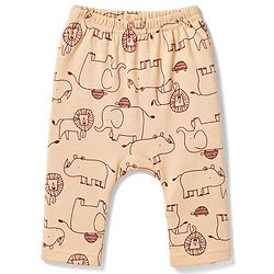 Babyhug 100% Cotton Interlock Knit Full Sleeves Animal Printed Onesies With Leggings & Cap Mittens and Booties Set - Beige