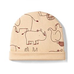 Babyhug 100% Cotton Interlock Knit Full Sleeves Animal Printed Onesies With Leggings & Cap Mittens and Booties Set - Beige