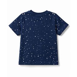 Babyhug Cotton Knit Half Sleeves Space Theme Printed T-Shirt & Shorts Night Suit - Navy
