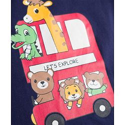 Babyhug Cotton Knit Half Sleeves Safari Printed T-Shirt & Shorts Night Suit -Navy