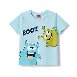 Babyhug Cotton Knit Half Sleeves Monster Printed T-Shirt & Shorts Night Suit -Blue