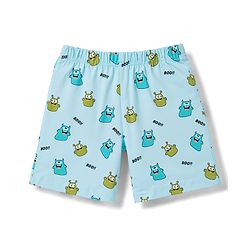 Babyhug Cotton Knit Half Sleeves Monster Printed T-Shirt & Shorts Night Suit -Blue