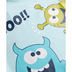 Babyhug Cotton Knit Half Sleeves Monster Printed T-Shirt & Shorts Night Suit -Blue