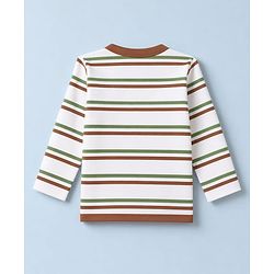 Babyhug 100% Cotton Interlock Knit Full Sleeves Striped & Boat Printed Jhablas Pack of 3 - White & Green