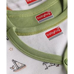 Babyhug 100% Cotton Interlock Knit Full Sleeves Striped & Boat Printed Jhablas Pack of 3 - White & Green