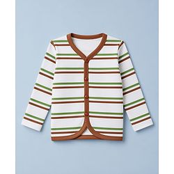 Babyhug 100% Cotton Interlock Knit Full Sleeves Striped & Boat Printed Jhablas Pack of 3 - White & Green