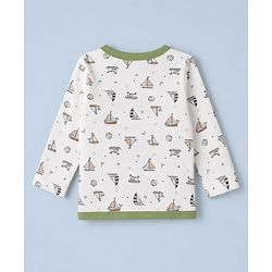 Babyhug 100% Cotton Interlock Knit Full Sleeves Striped & Boat Printed Jhablas Pack of 3 - White & Green