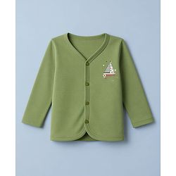 Babyhug 100% Cotton Interlock Knit Full Sleeves Striped & Boat Printed Jhablas Pack of 3 - White & Green