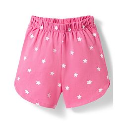 Babyhug 100% Cotton Knit Half Sleeves T-Shirt & Shorts Night Suit With Star & Kitten Print - Blue & Pink