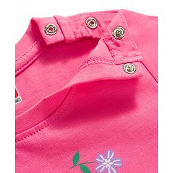 Babyhug 100% Cotton Knit Half Sleeves T-Shirt & Shorts Night Suit With Floral Print - Pink