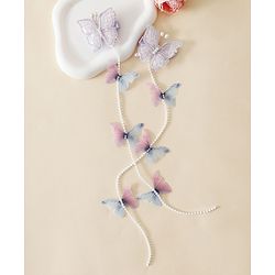 Babyhug Free Size Bow & Butterfly Clips - Purple